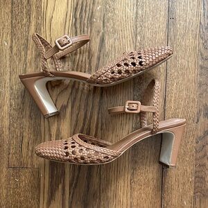 Biden Woven Tan Slingback Heels